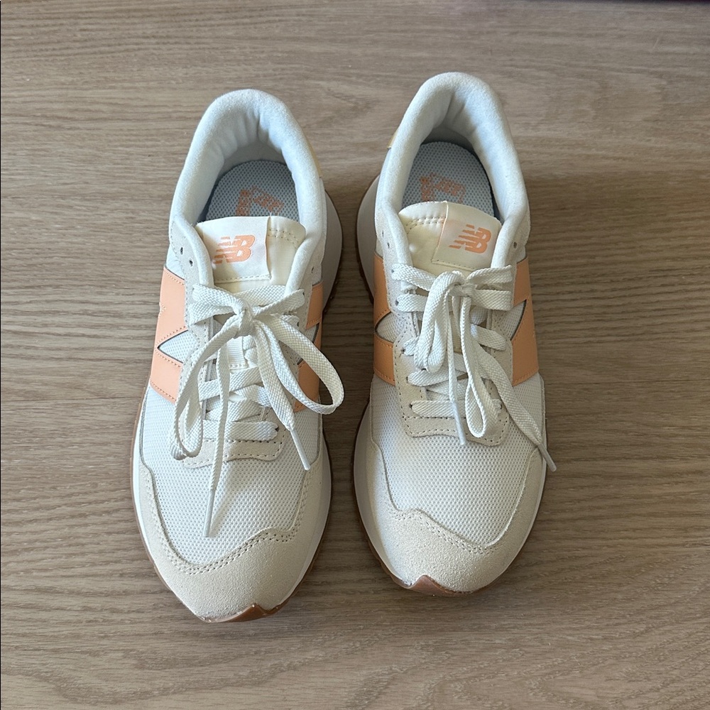 New Balance Cream and Peach Athletic Shoes
